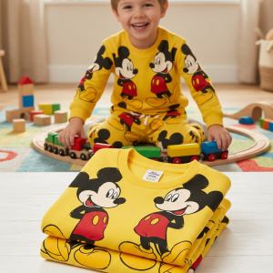 Komplet żółta bluza w myszki + żółte spodnie w myszki